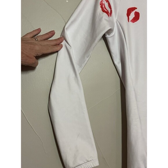 Bicycle Booth BB Fleece Lined White Hot Lips Kiss‎ Cycling Jersey, Women's Large - Picture 4 of 8